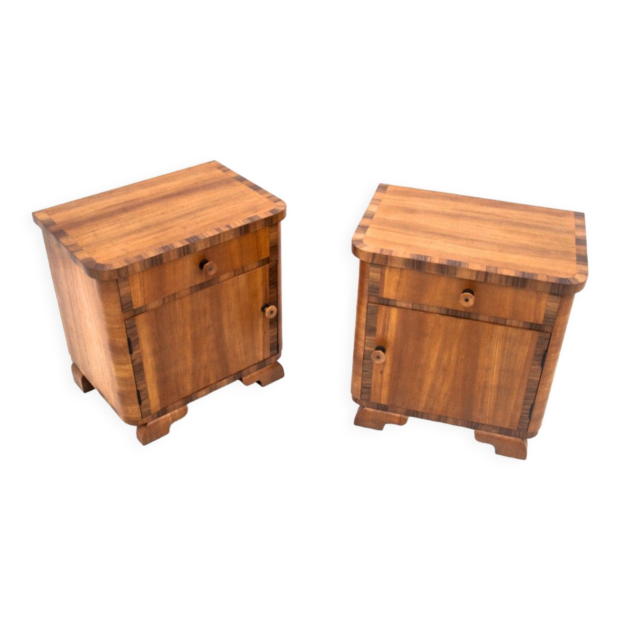 Paire de tables de chevet Art Déco, Pologne, années 1950