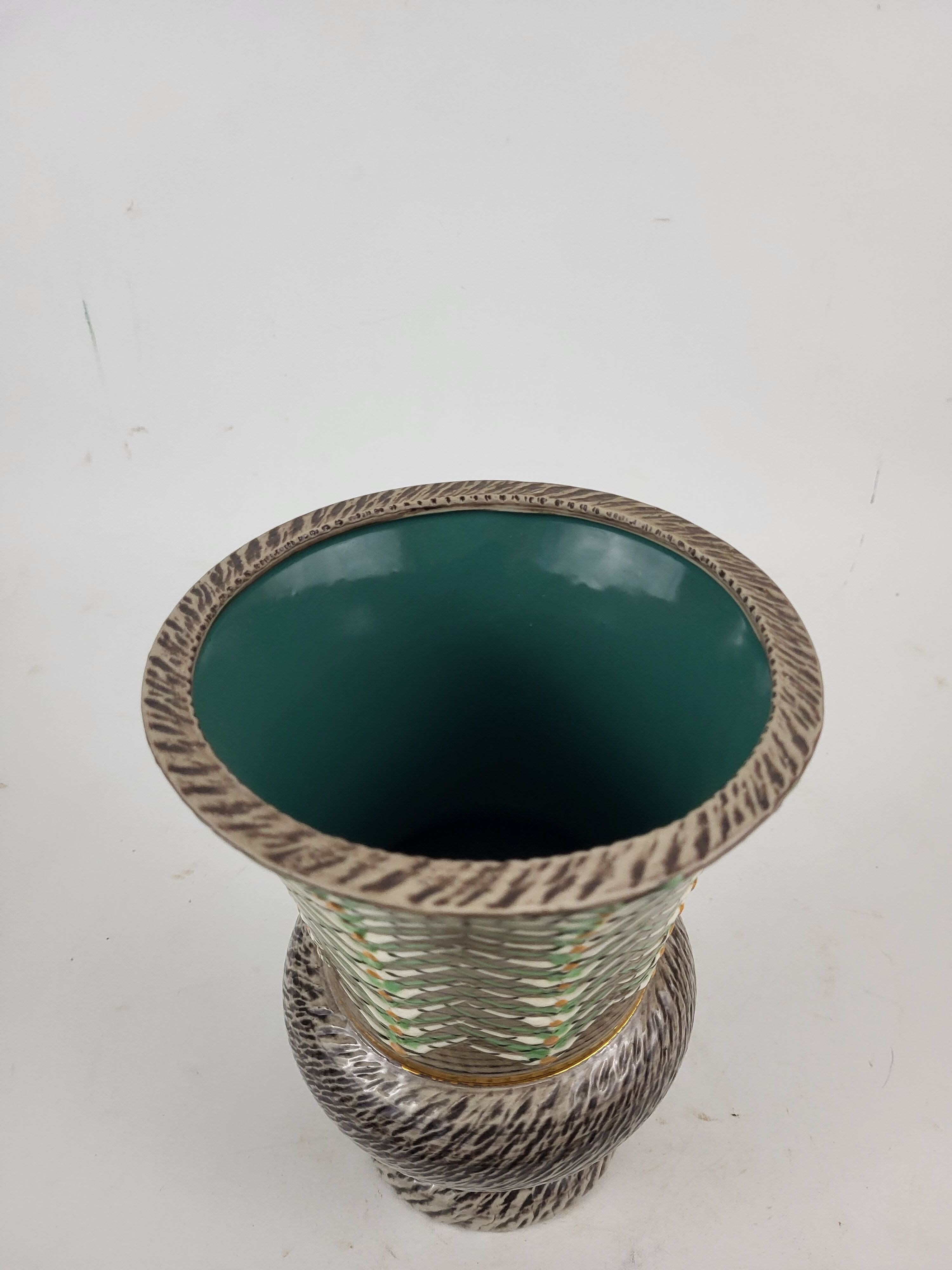 Sandstone vase signed Breugnot Art Deco style