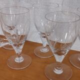 Old very fine stemmed glasses in chiseled crystal from the 50s
