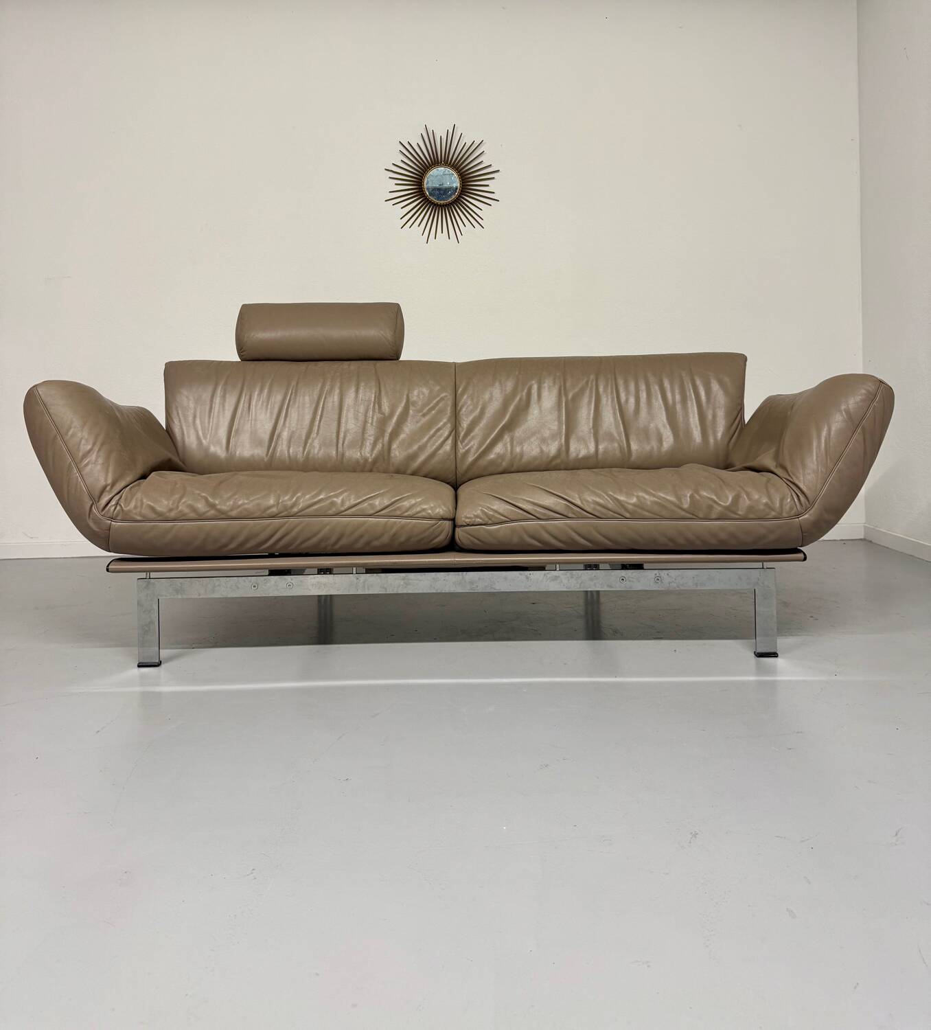 De Sede ds 140 grey 2/3 seater sofa, vintage leather, 80s design