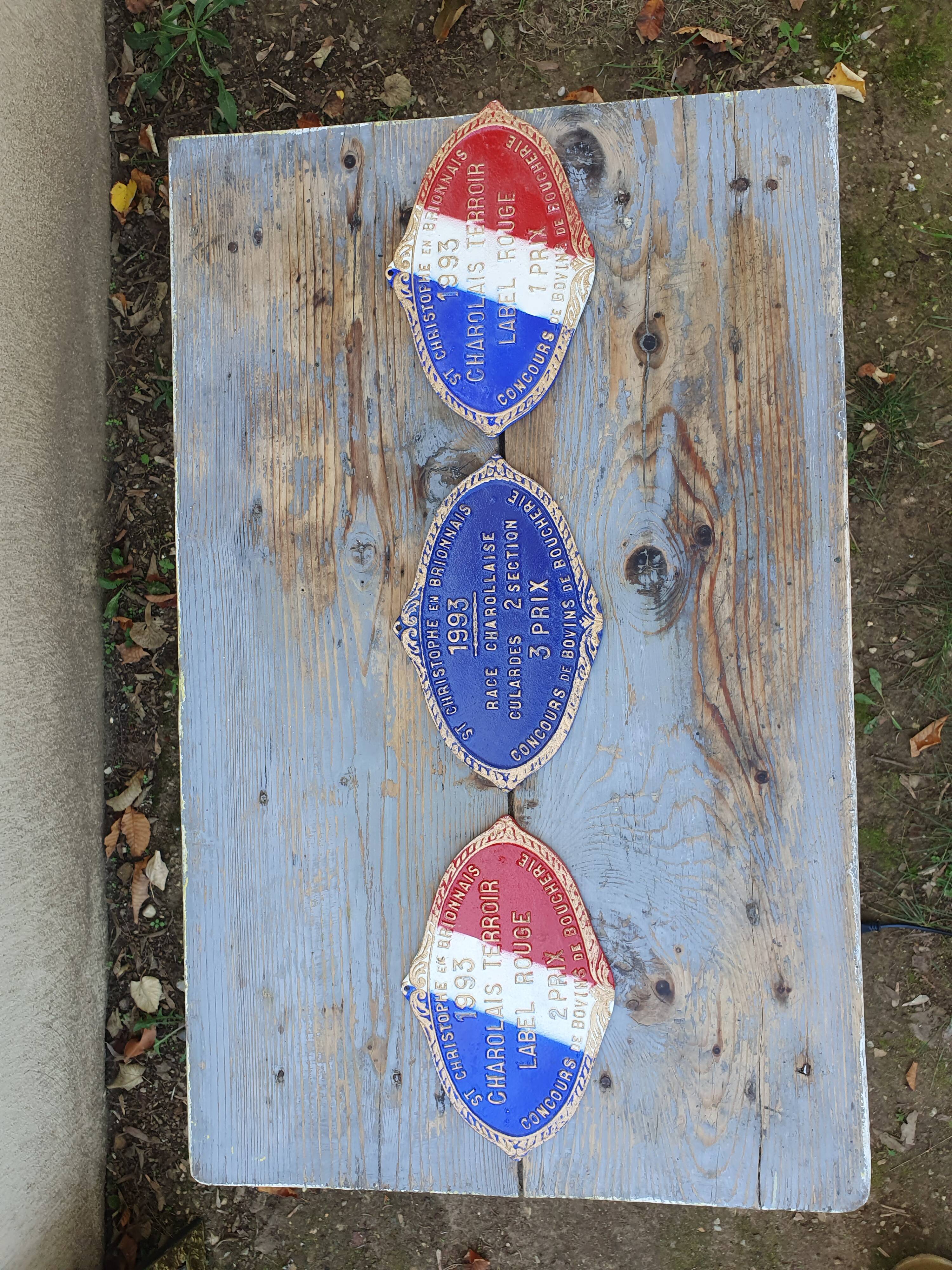 3 plaques de concours agricole- Charolais français