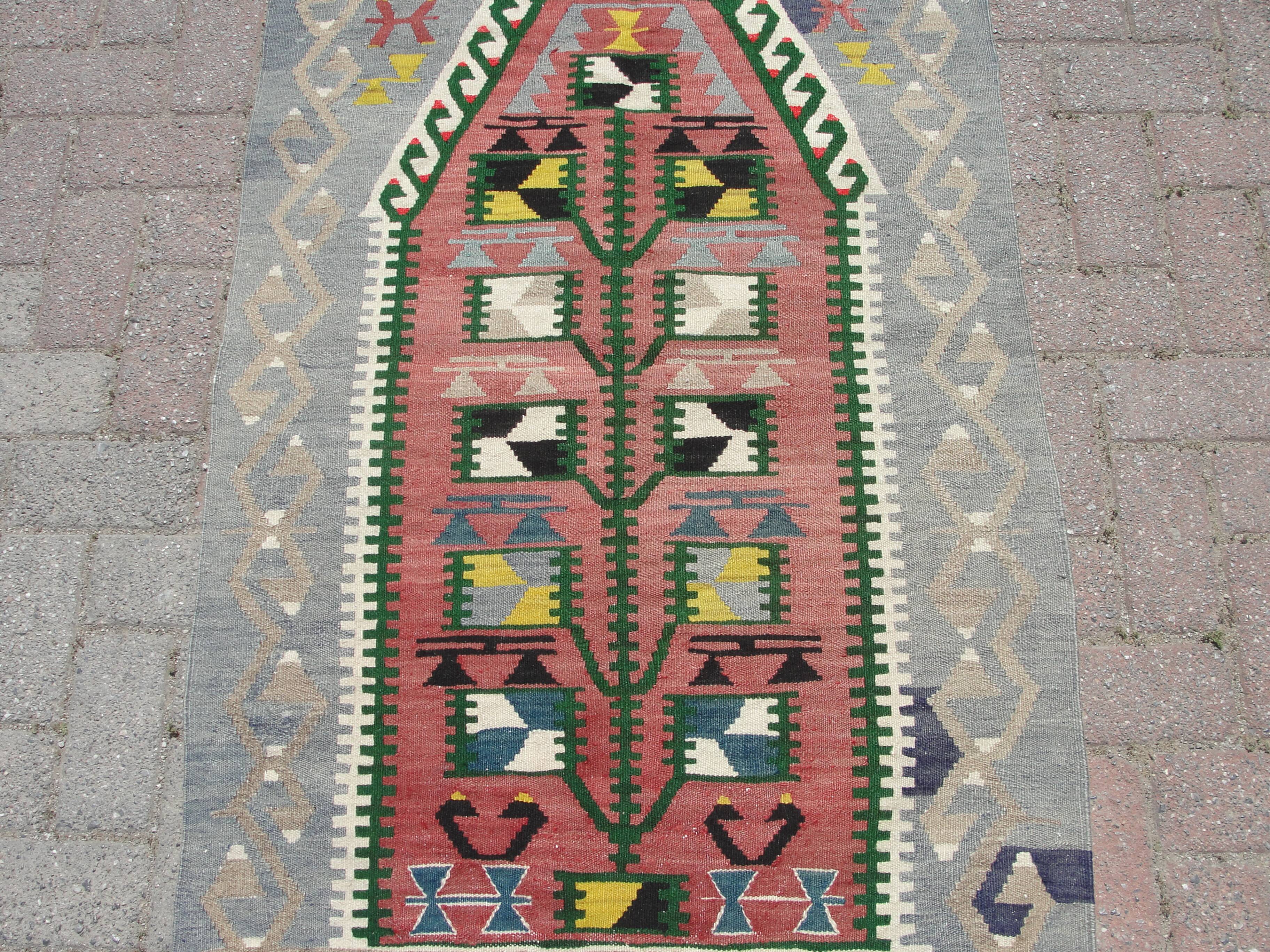 Small handmade area kilim rug carpet