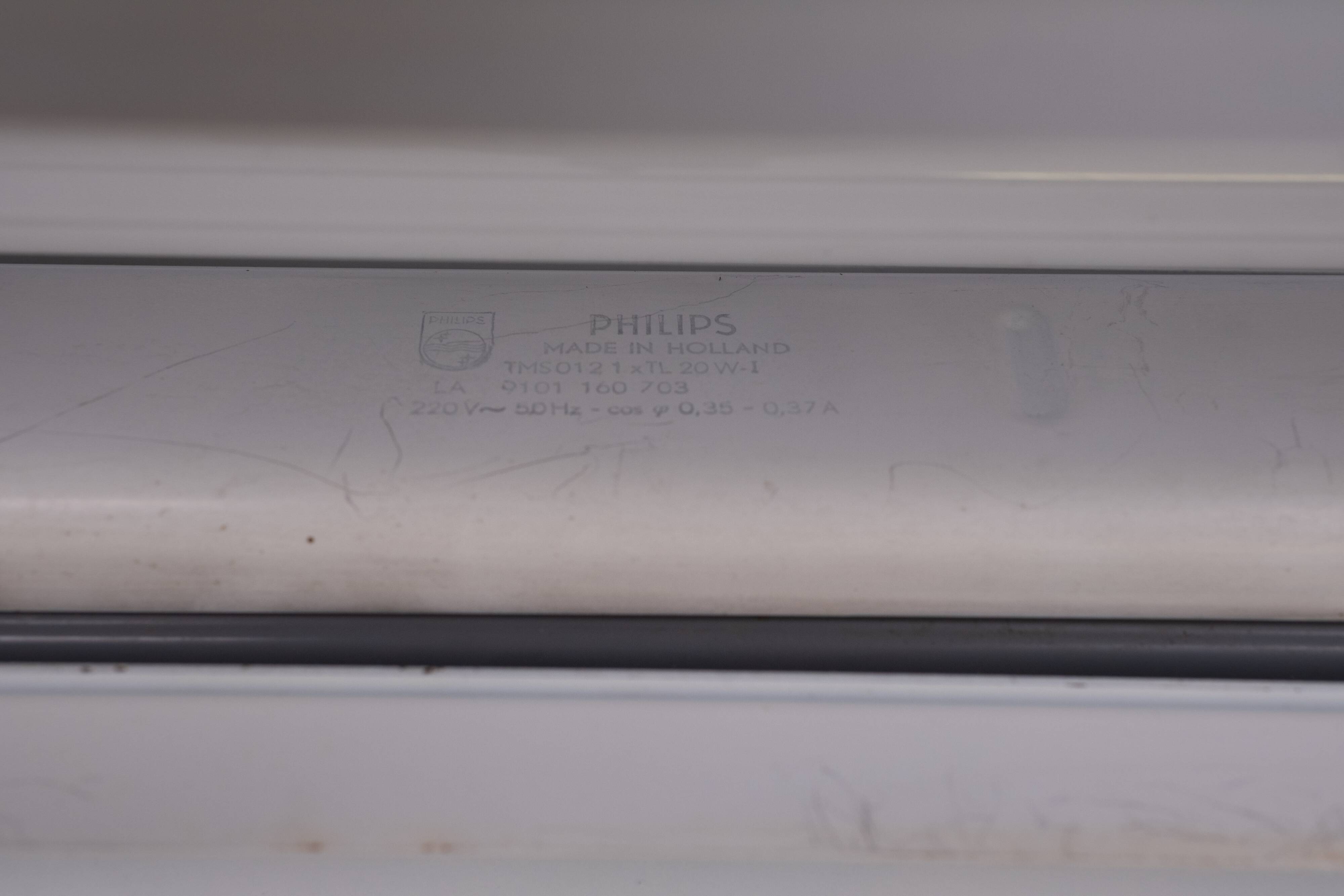 Philips Metal rectangular fluorescent Wall Lamp 1960s Holland