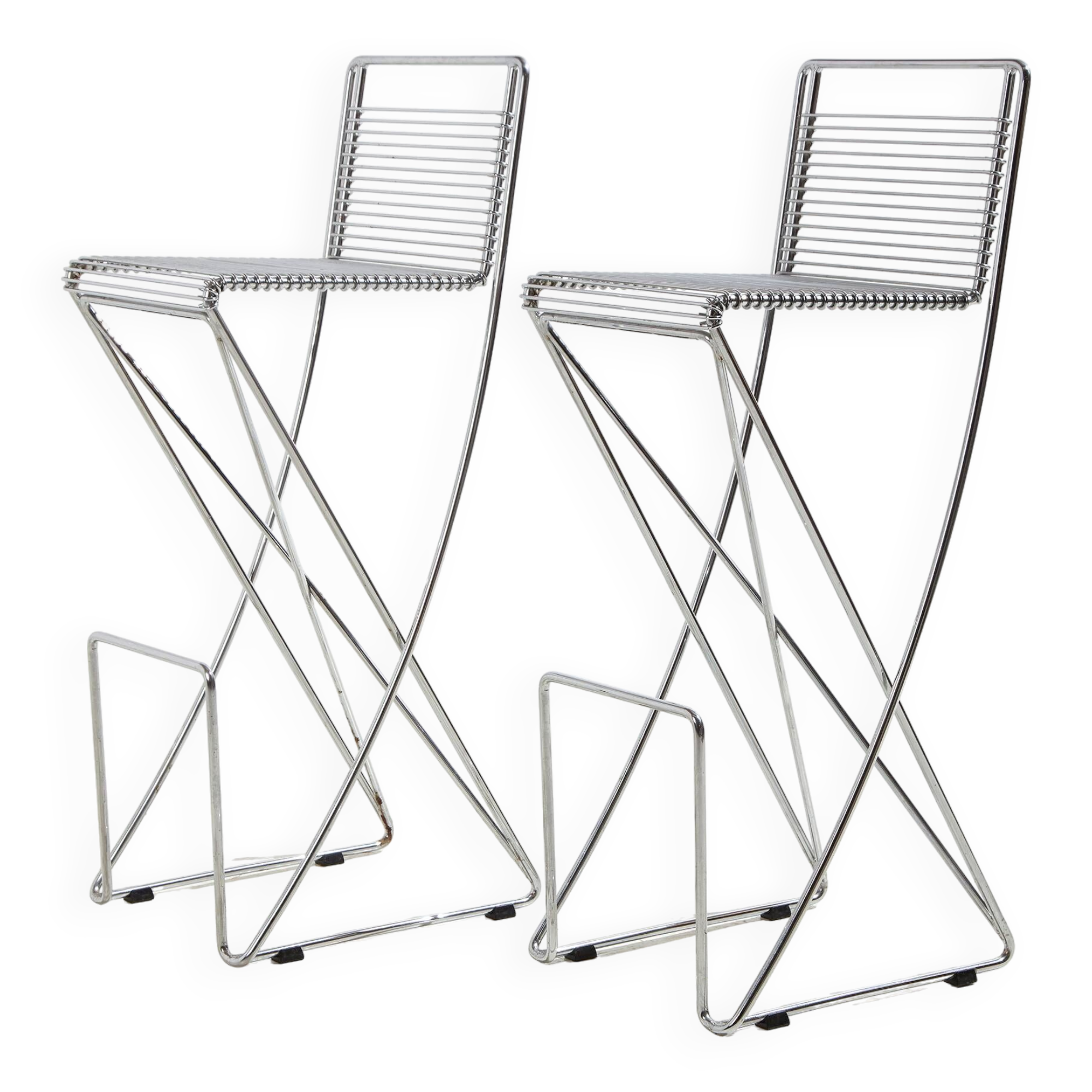 Kreuzschwinger steel bar stool by till behrens for schlubach, set of 2 (mk10476)