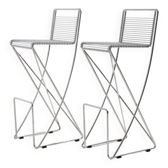 Kreuzschwinger steel bar stool by till behrens for schlubach, set of 2 (mk10476)