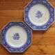 2 octagonal semi-deep plates, English ironstone "Chrysanthemum" Minton