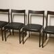 Set of 4 vintage chairs in teak and imitation leather, 1960s