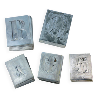 Set of zinc letters and numbers stencils
