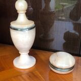 Small lot vase, alabaster container box.