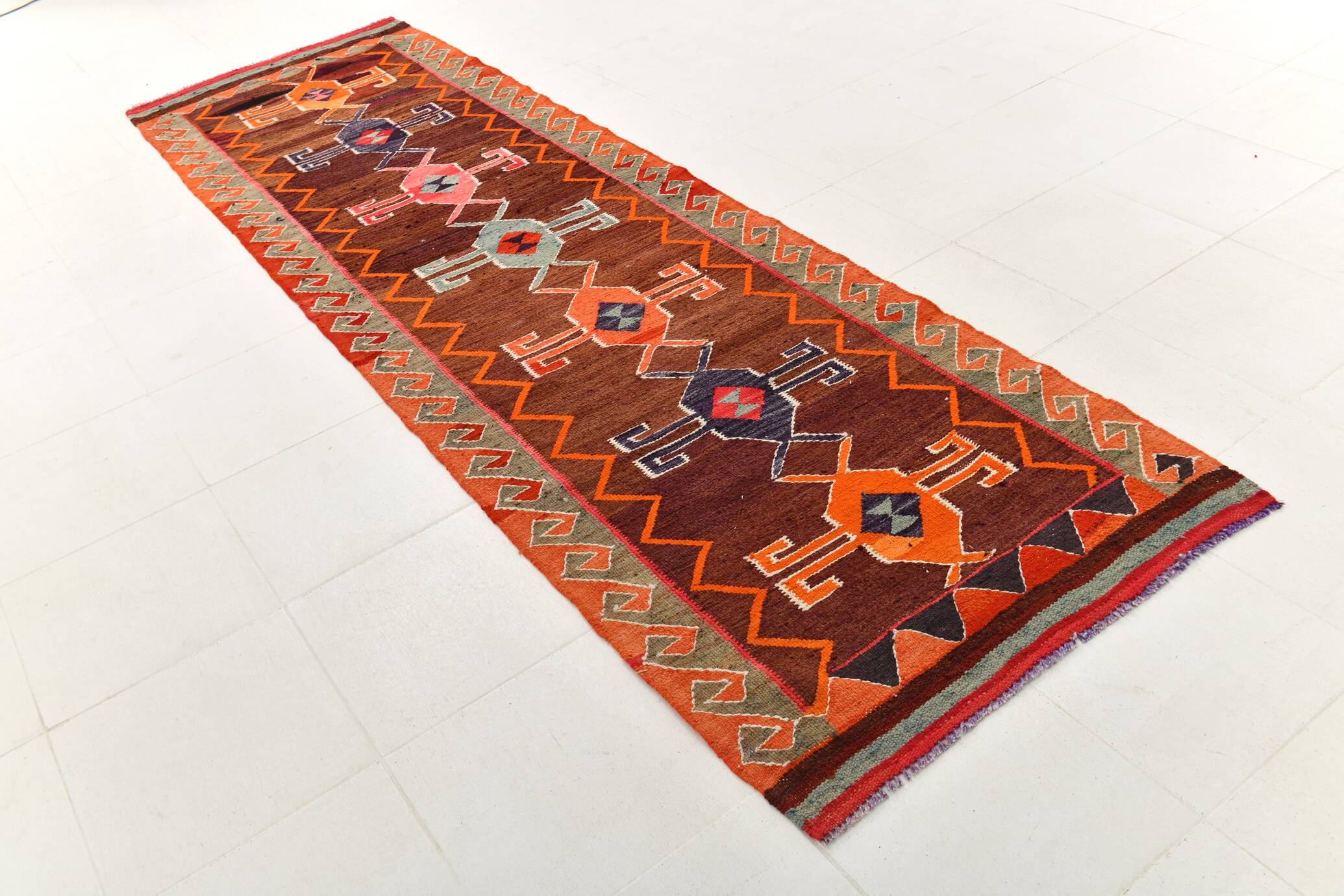 3x11 Anatolian Classic Kilim Runner Rug, 101x340Cm