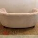 1940s Danish Banana Shaped Scalloped Sofa in Blush Pink