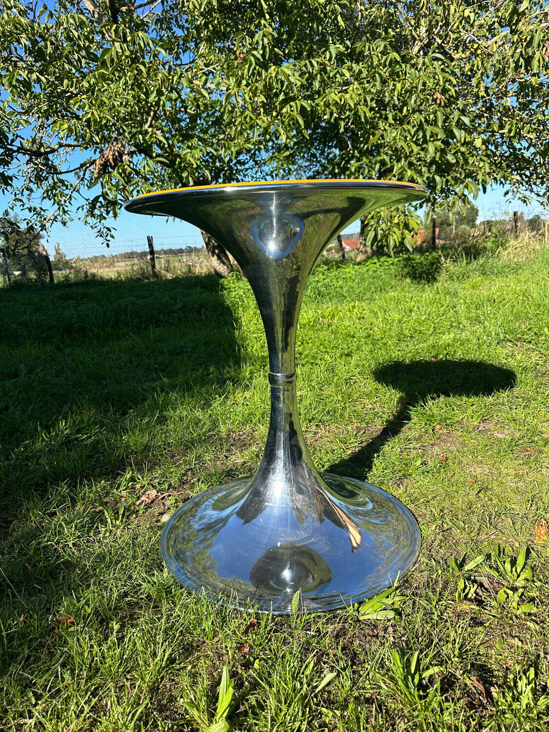 ORANGE smoked glass tulip foot table Gastone Rinaldi