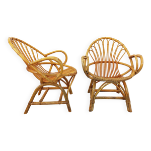 paire de fauteuils vintage - rotin