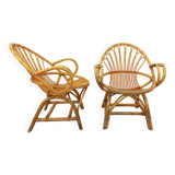 Pair of vintage rattan armchairs from the 60s
