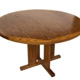 Vintage Design Pine Dining Table, Oval Table from the 1970s
