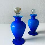 Duo de flacons bleu en verre