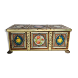 Old metal box decorated with flowers