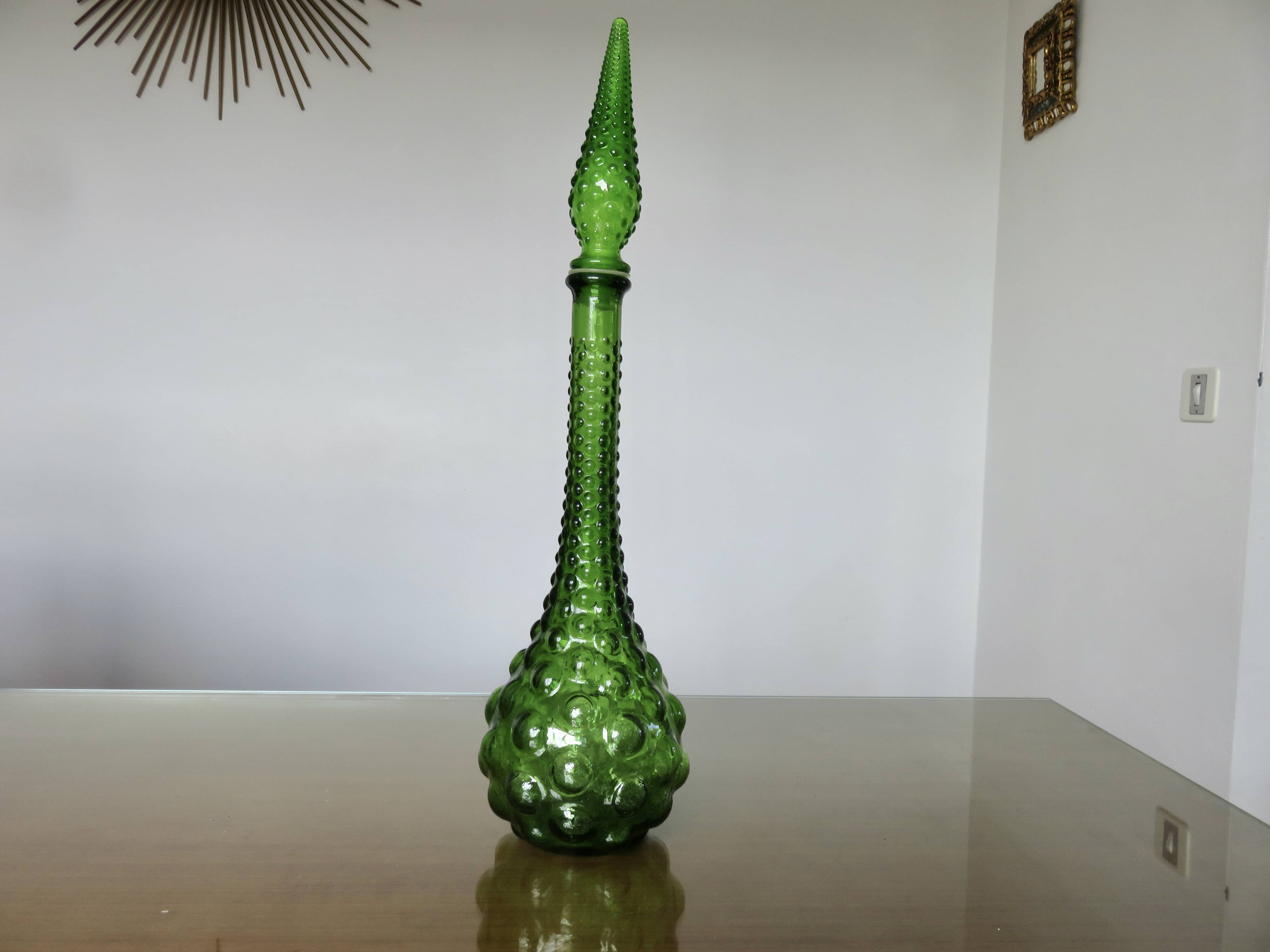 Bottle, carafe Italy, Empoli, in bubbled glass 1960