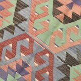 6x9 Green & Blue Tribal Pattern Vintage Kilim Rug, 177x266Cm