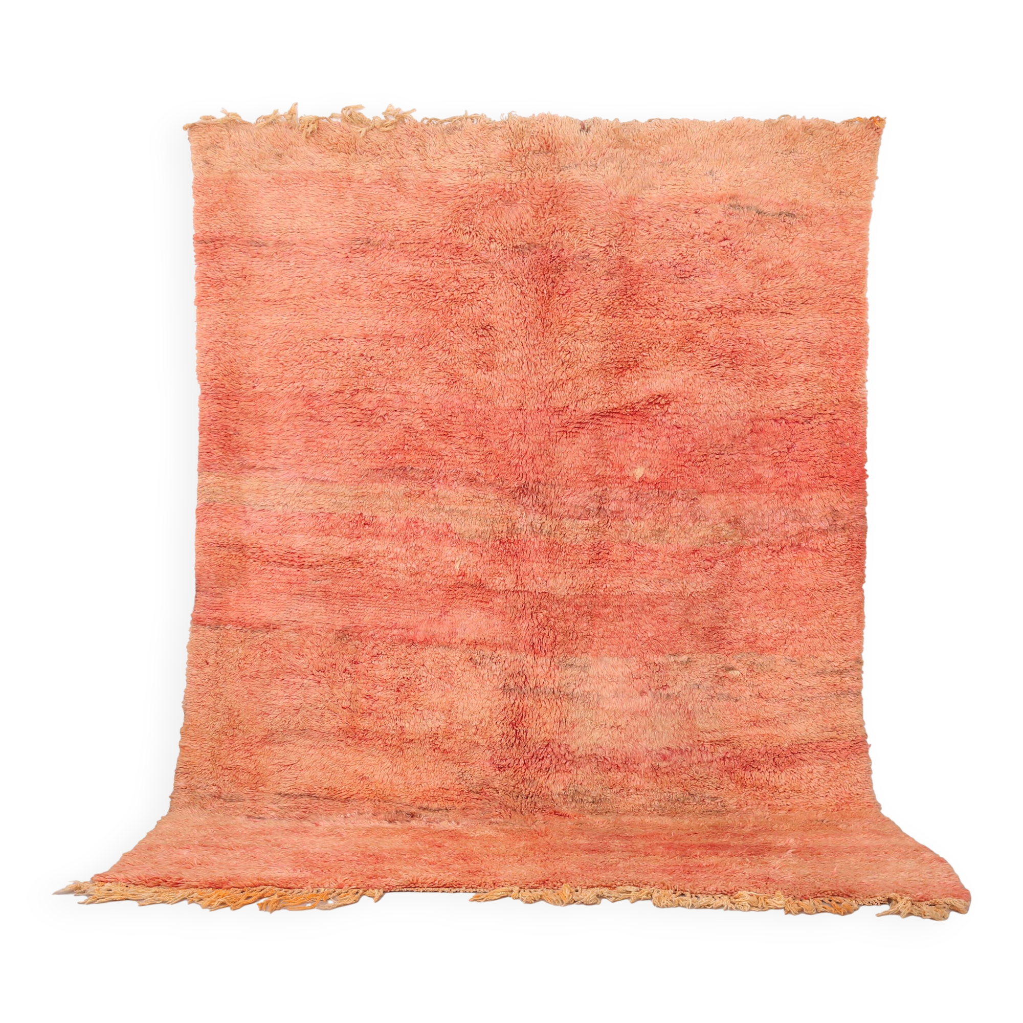 Tapis marocain vintage fait main 196 x 280 cm - Tapis marocain couleur pêche - Berbère