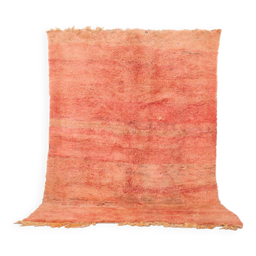 Tapis marocain vintage fait main 196 x 280 cm - Tapis marocain couleur pêche - Berbère