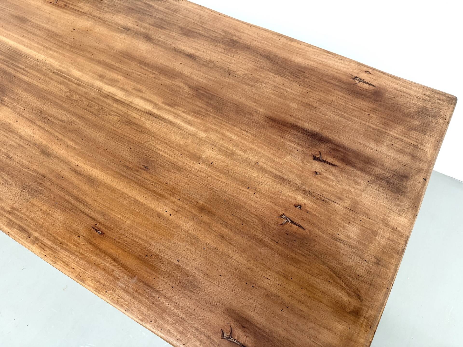 Beech farmhouse table, tapered legs, France, 1970s