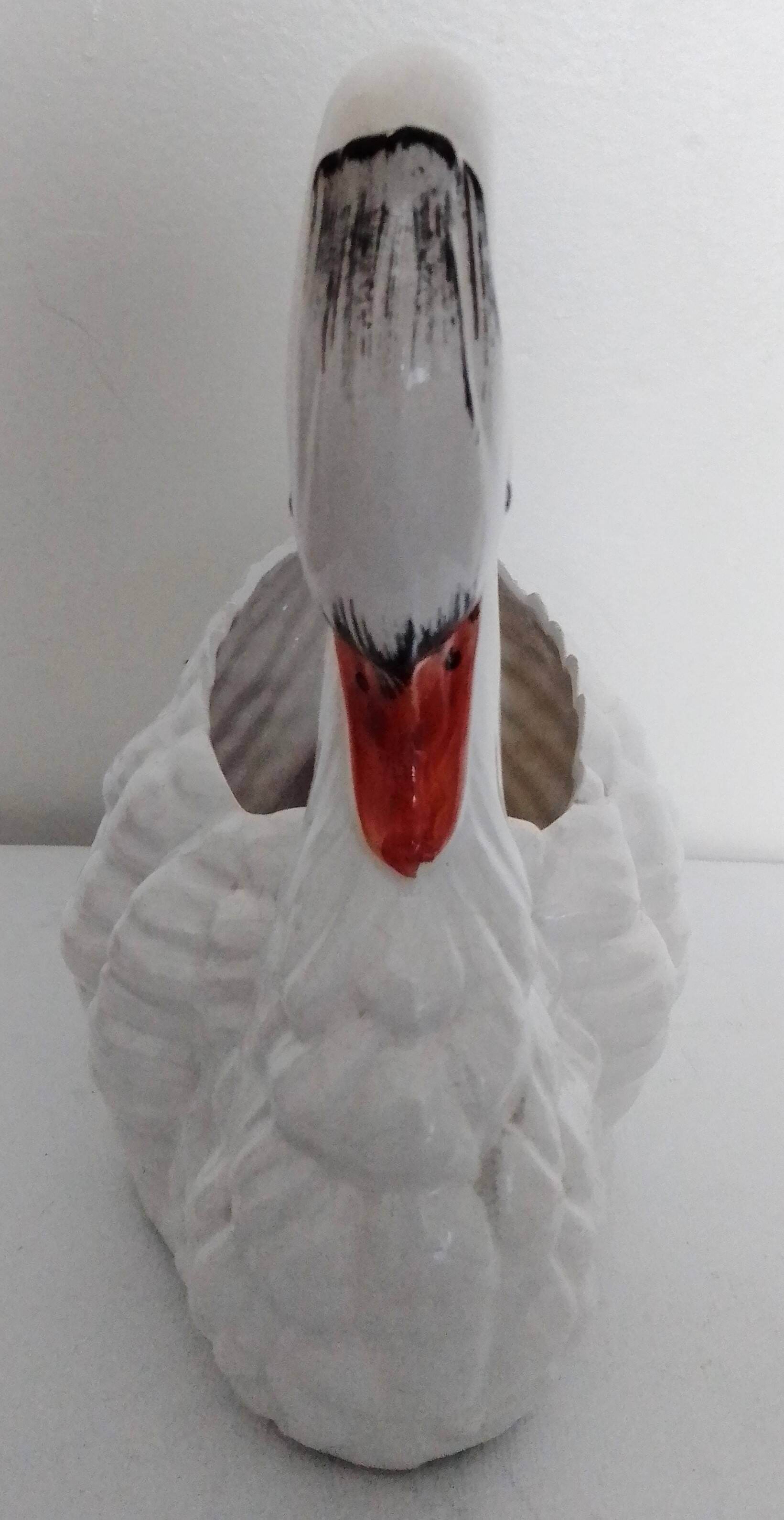 cache pot en céramique en forme de cygne