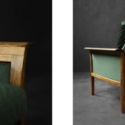Vintage Mid-Century Modern Rosewood & Green Velour 3-Seater Sofa and Chair
