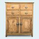 Parisian art deco sideboard in solid raw wood with pyrographed decorations, 1929