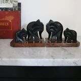 Serre-livres art déco, bois et marbre, Armand