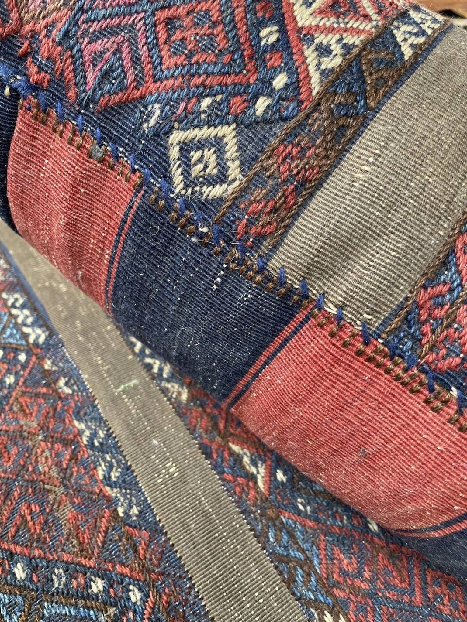 Pair of vintage XXL Kilim cushions