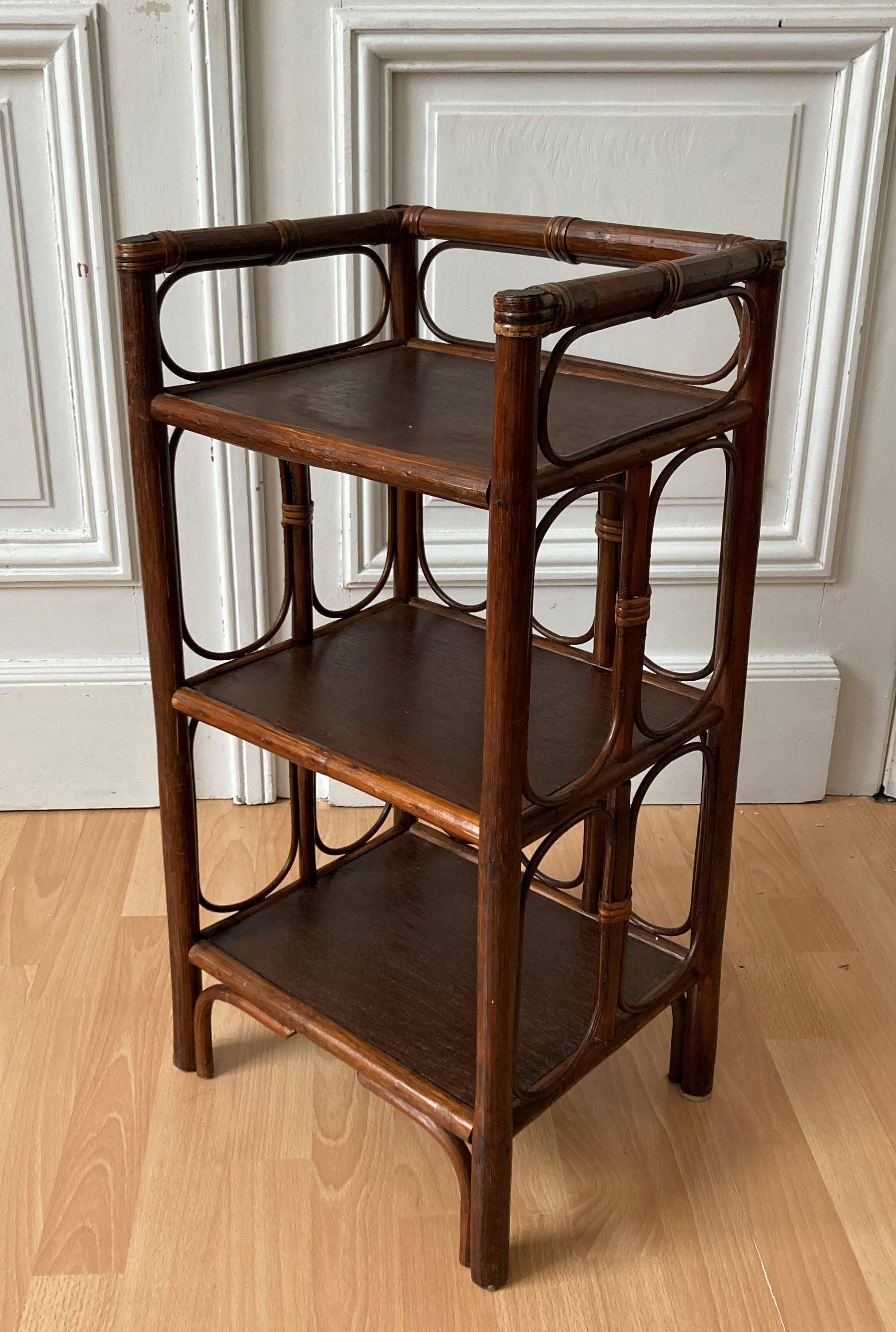 Rattan shelf vintage bamboo 60s