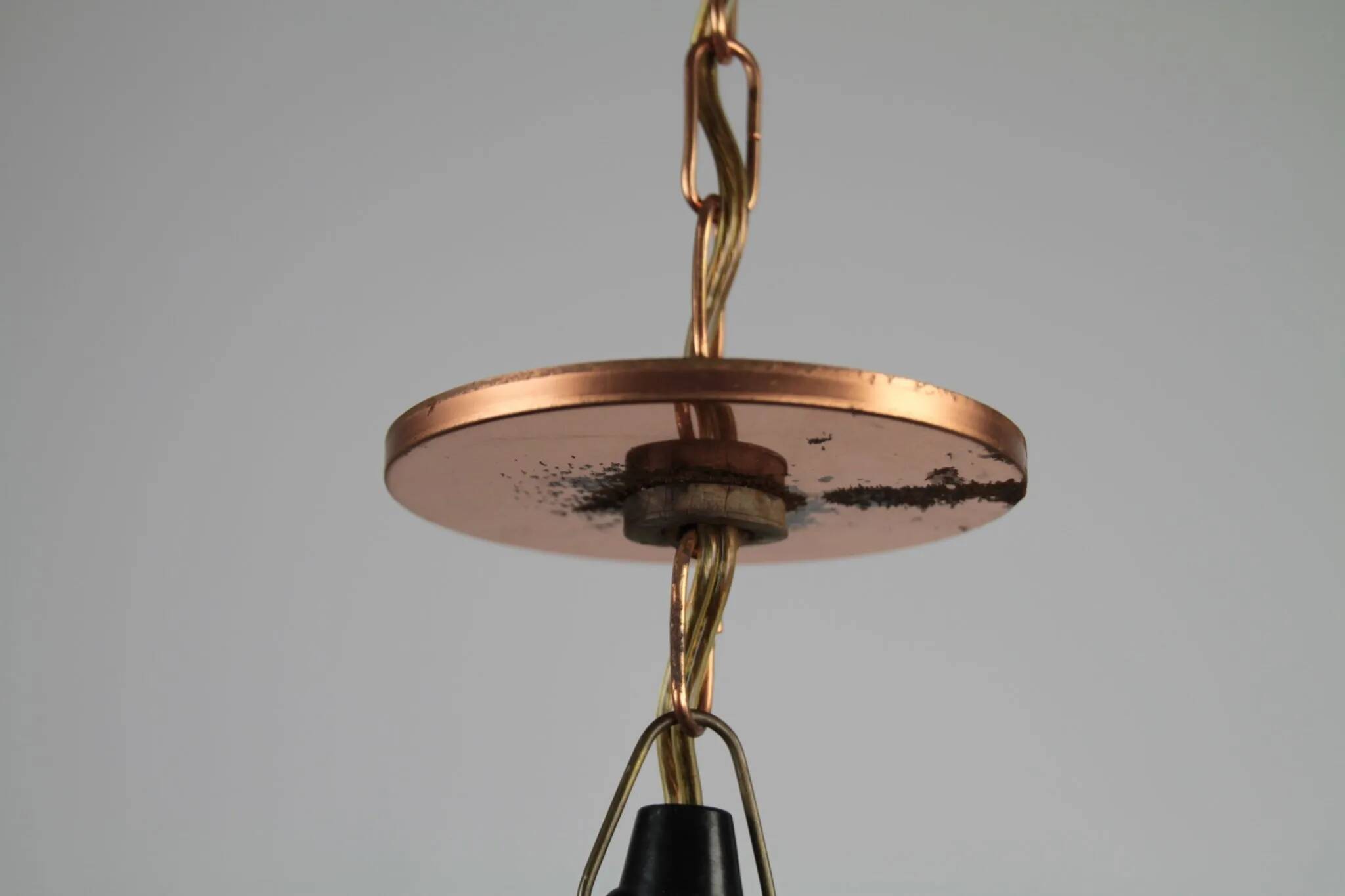 Copper & Black Pendant Lamp by Werner Schou for Coronell Elektro — Denmark, 1960s