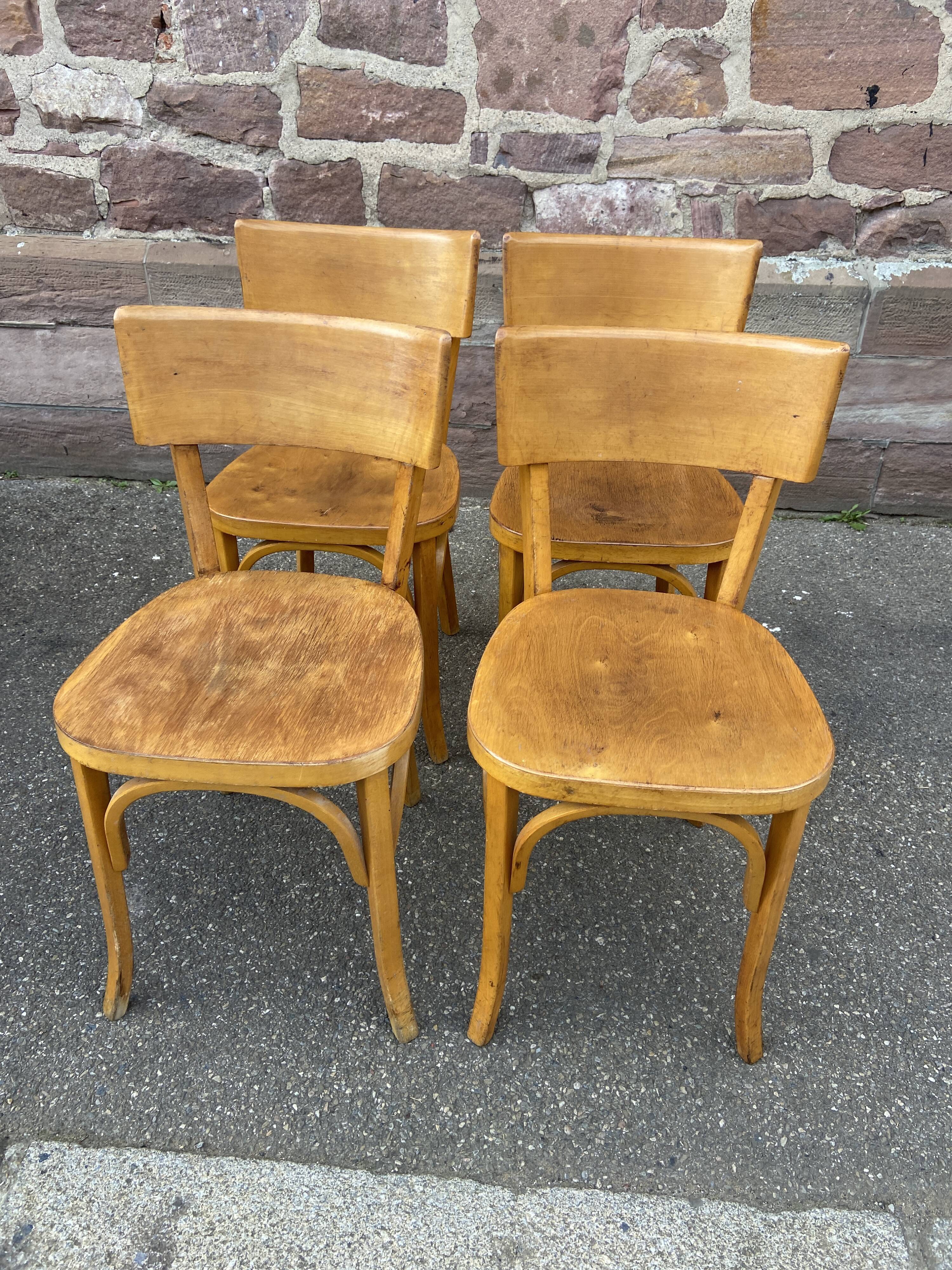 4 chairs bistro café baumann bentwood from the 1950s