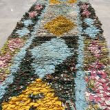 Multicolor carpet in boucherouite fabric 60x251ccm