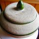 Bonbonnière or pot with ceramic art deco lid signed brisdoux