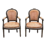 Pair of Louis XVI style armchairs in molded beech, work from the 1950s