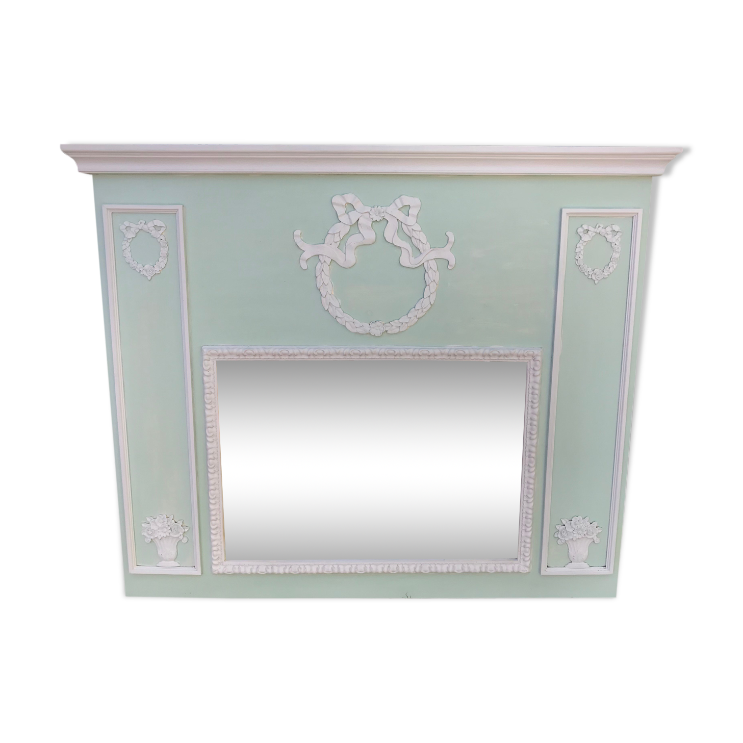 Celadon green trumeau mirror - 121x150cm