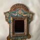 Antique painted wooden mirror