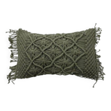 Green woven macramé cushion 40x60 cm