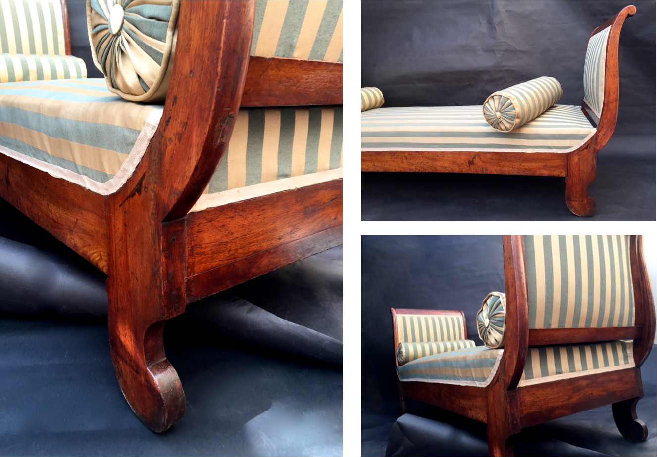 Walnut recamier bench Napoleon III daybed mid-nineteenth century