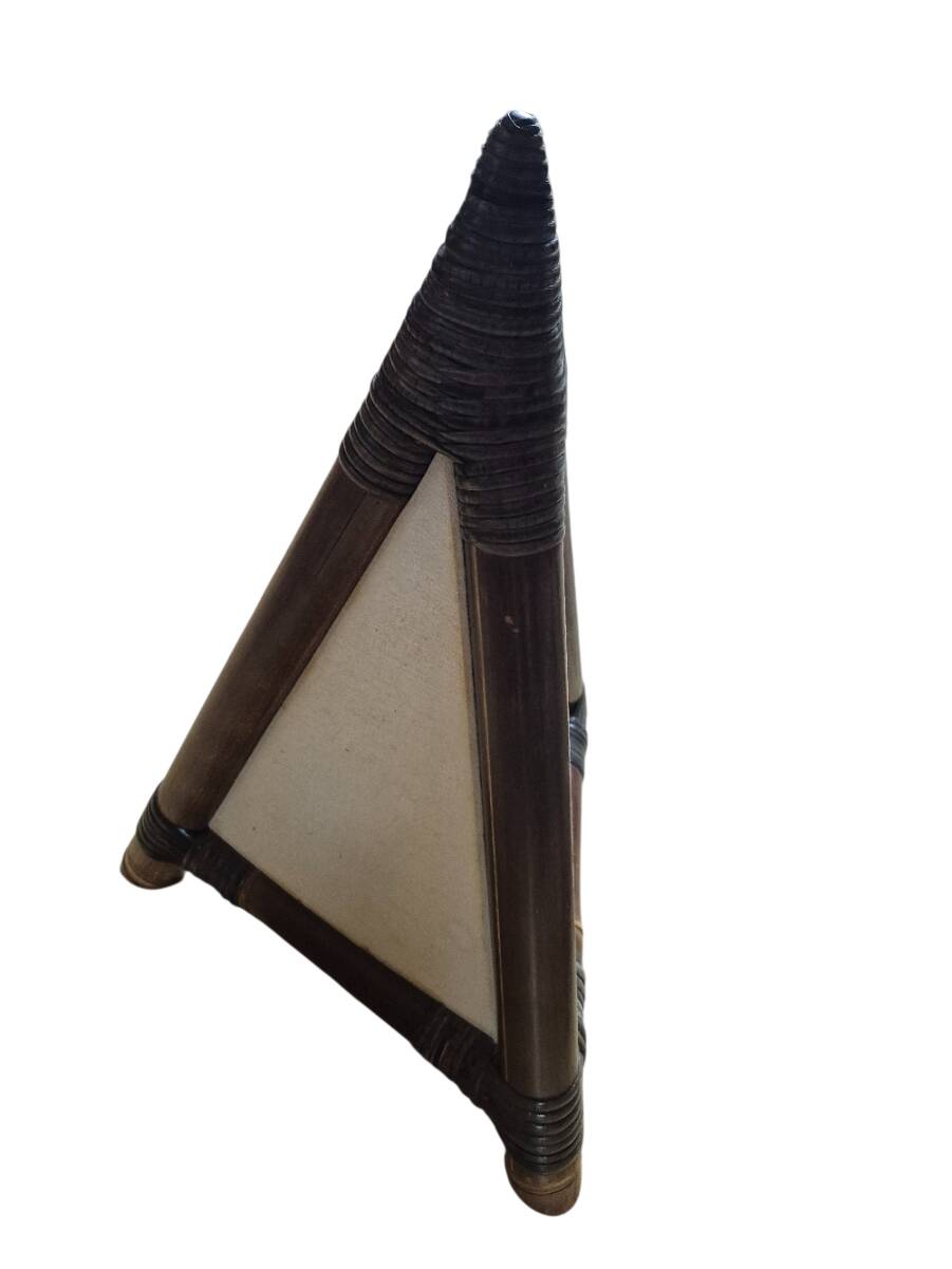pairs of pyramid lamps in bamboo and fabric from 1960/1980