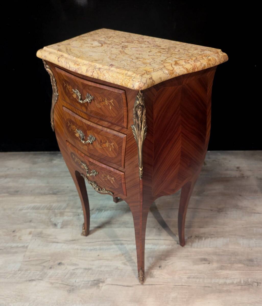 Pair of curved Louis XV style bedside tables