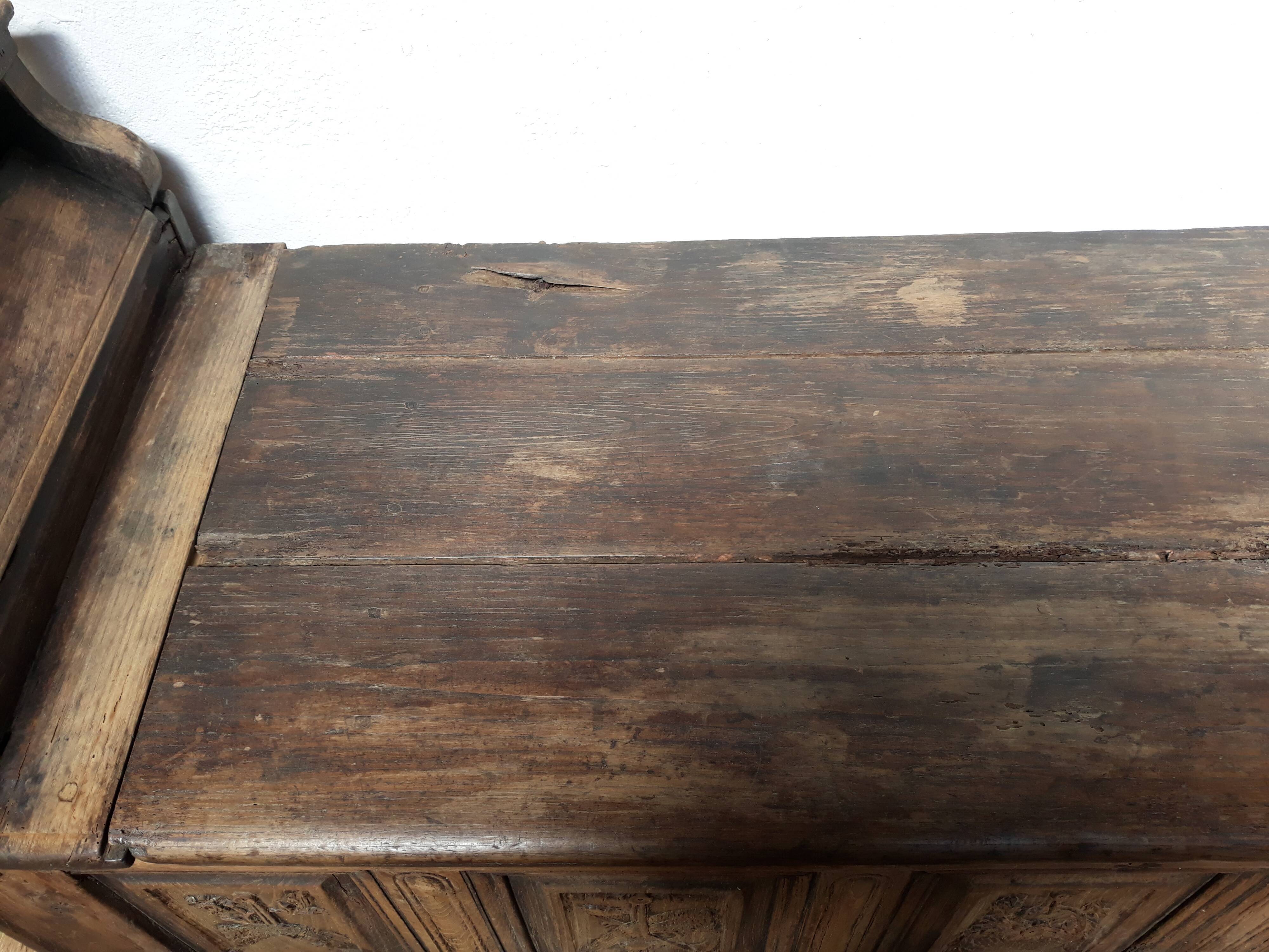 Church bench wooden chest 18th