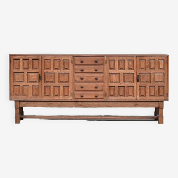 Geometric Mid-Century Brutalist Dutch Sideboard Cabinet