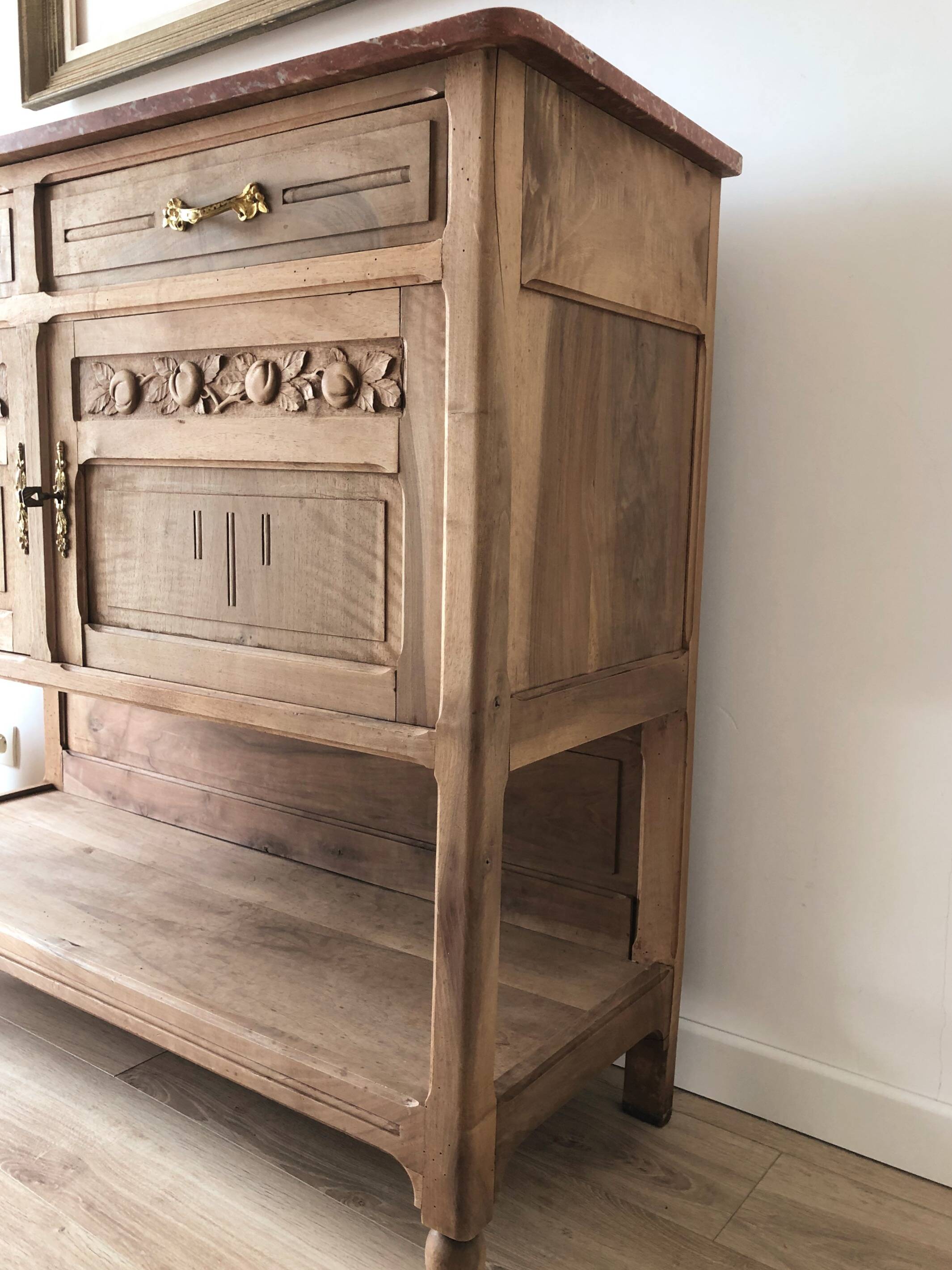 Vintage solid wood sideboard / serving trolley, Art Deco style