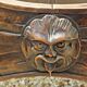 Dagobert armchair curule hard carved walnut demon head detail 3675