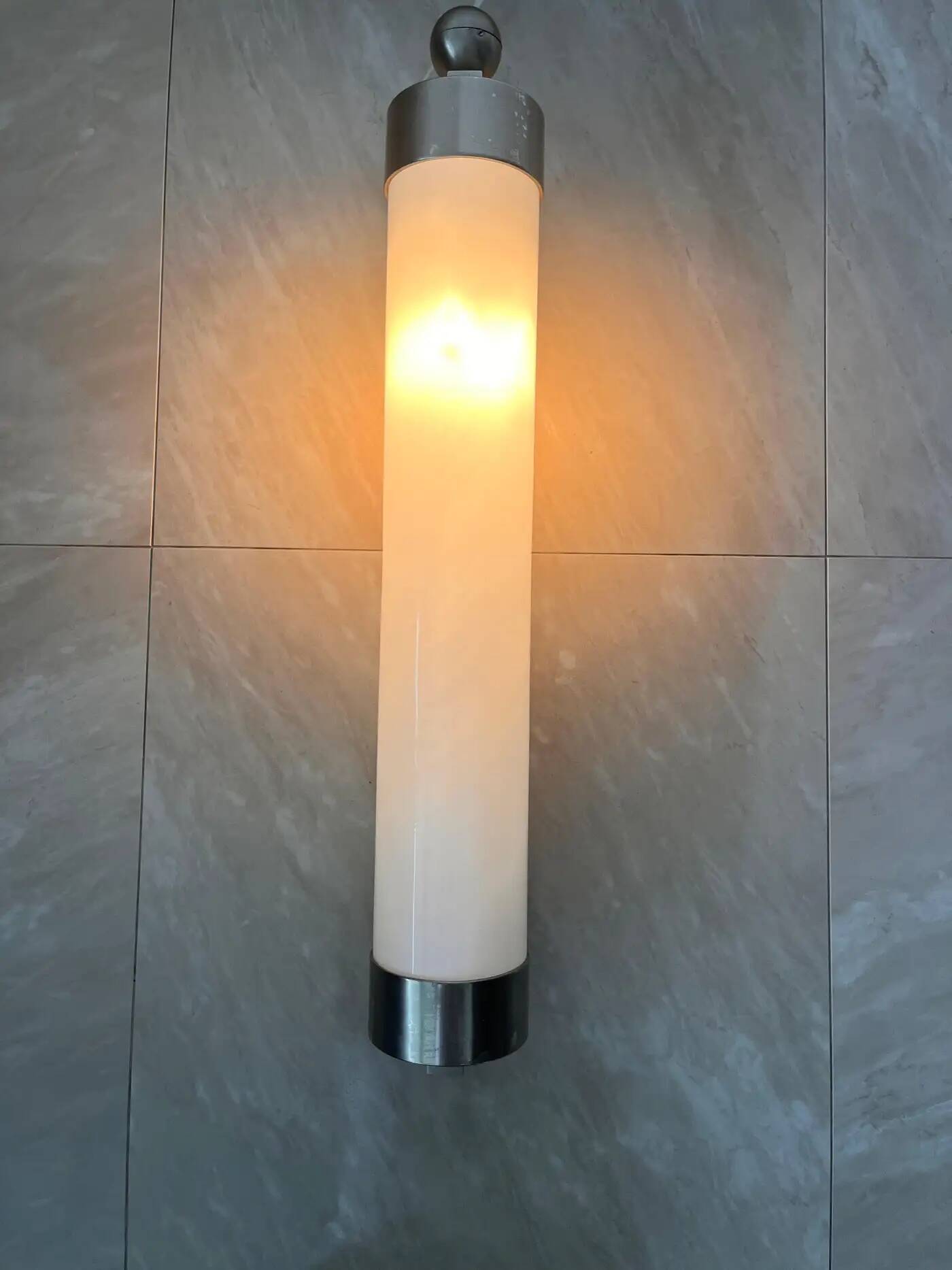 XXL big chrome and milk glass Bauhaus / functionalist wall lamp - 1930s