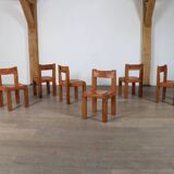 Set of 6 Pierre Chapo S11 Dining Chairs, France, 1960s