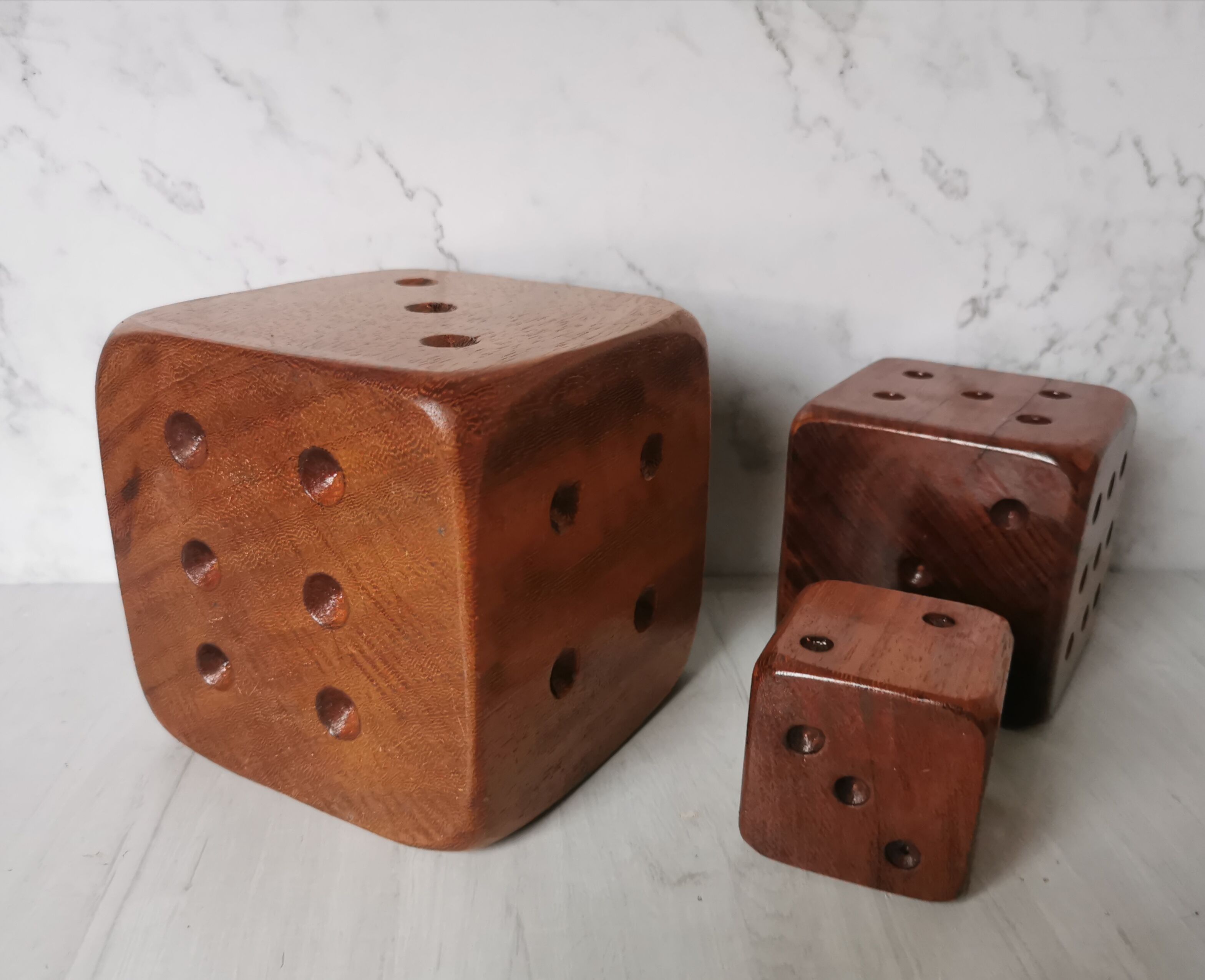 Carved wood dice